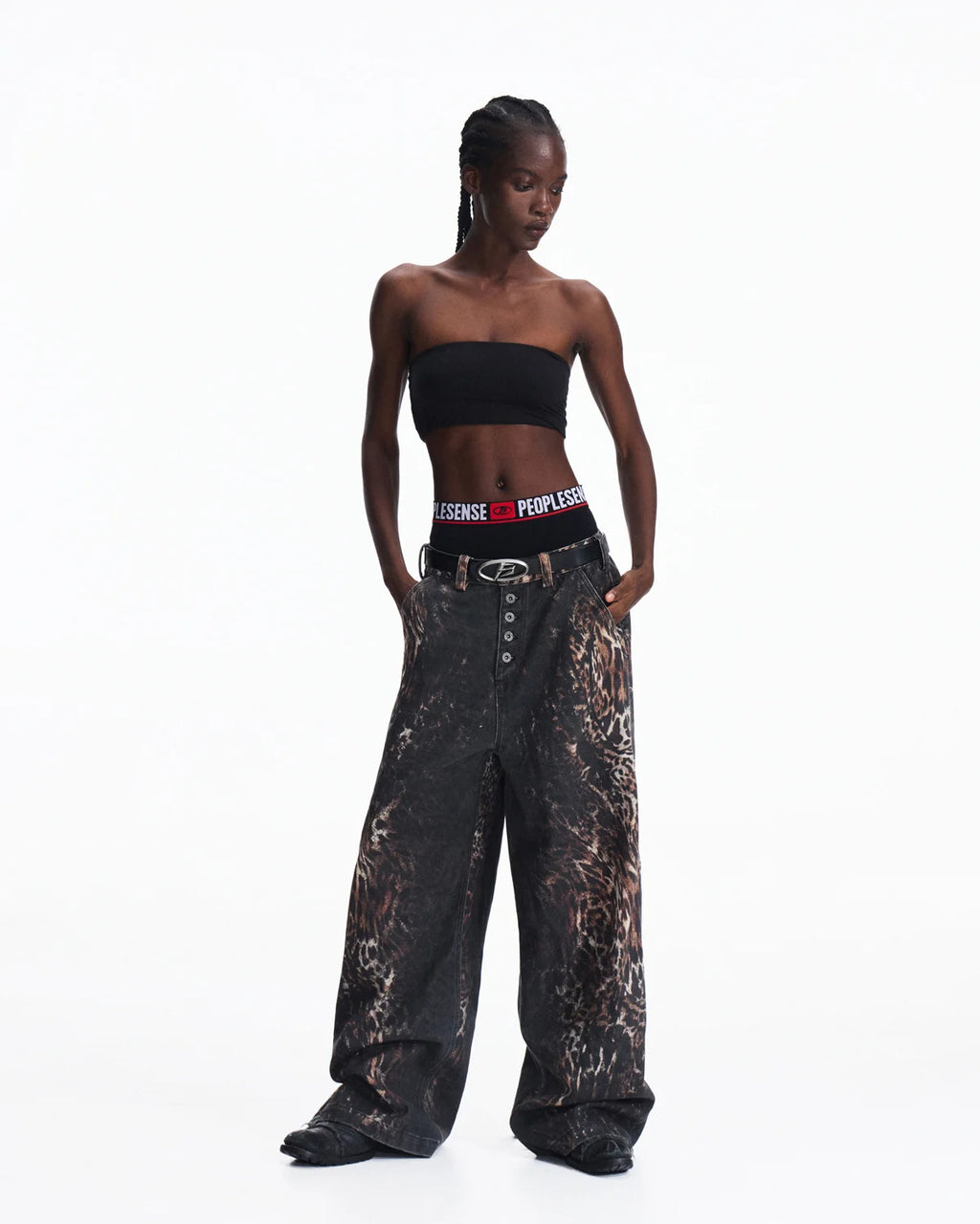 Peoplesense Mixed Animal Print Straight-Leg Pants