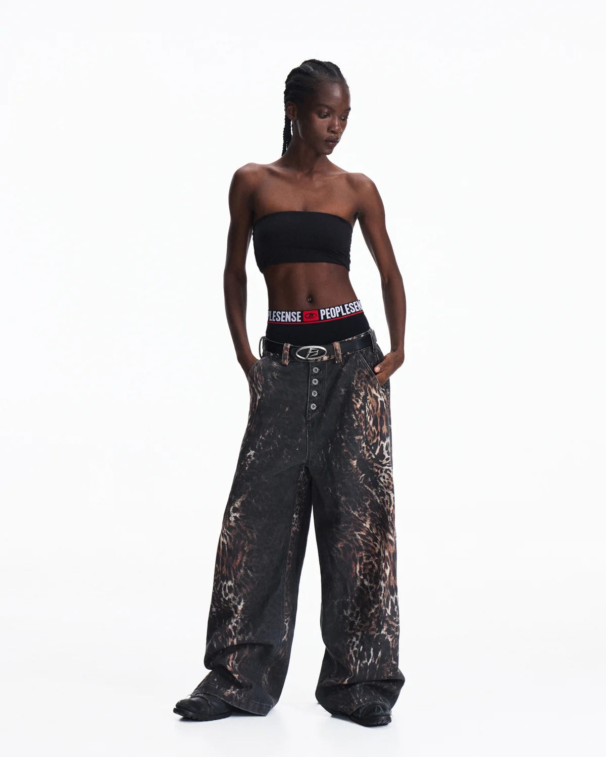 Peoplesense Mixed Animal Print Straight-Leg Pants