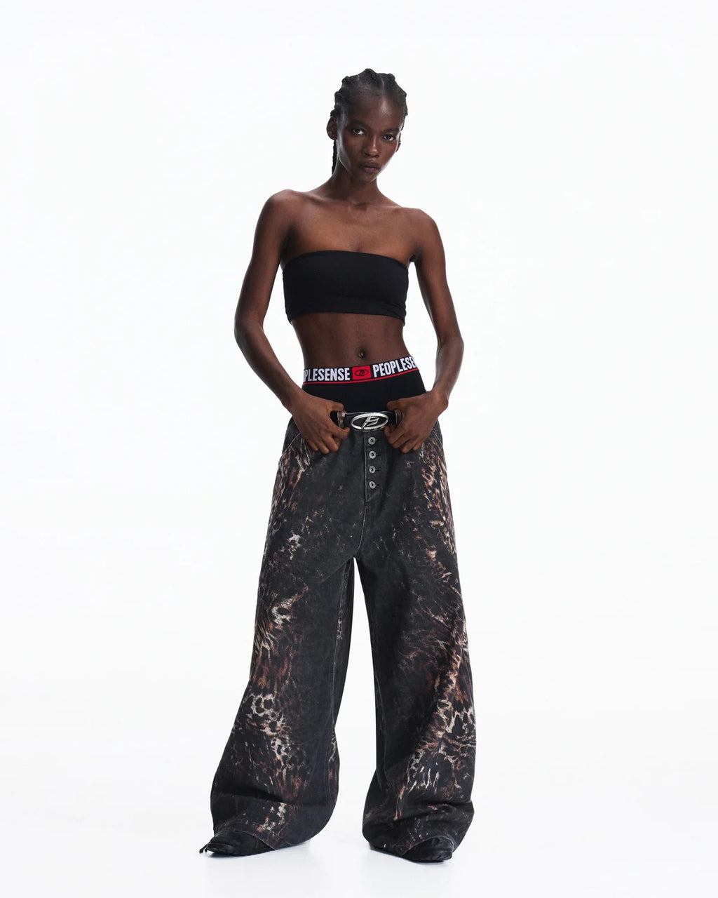 Peoplesense Mixed Animal Print Straight-Leg Pants