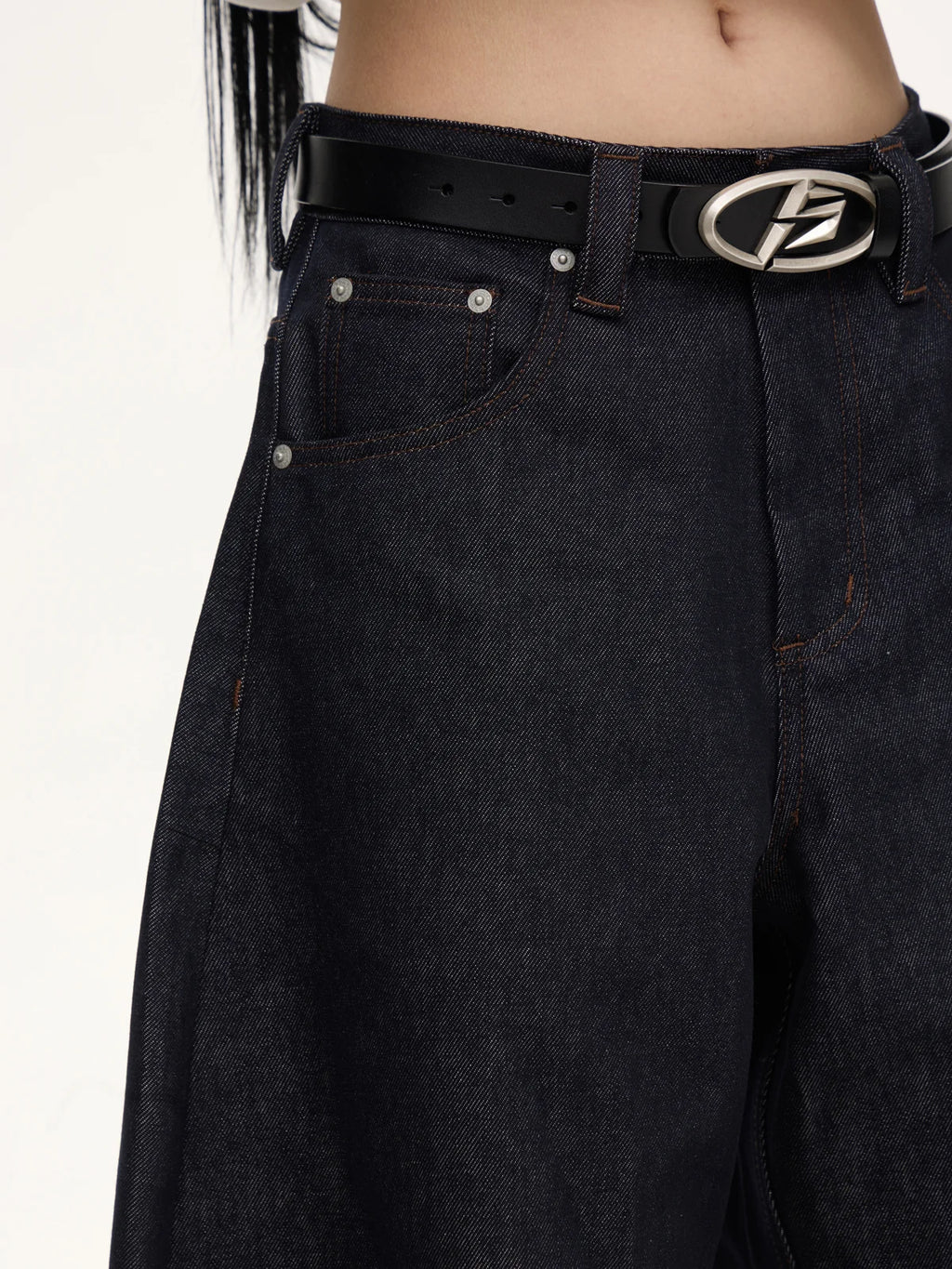 Peoplesense Dark Blue Raw Denim Jeans with Wide-leg – peoplesense