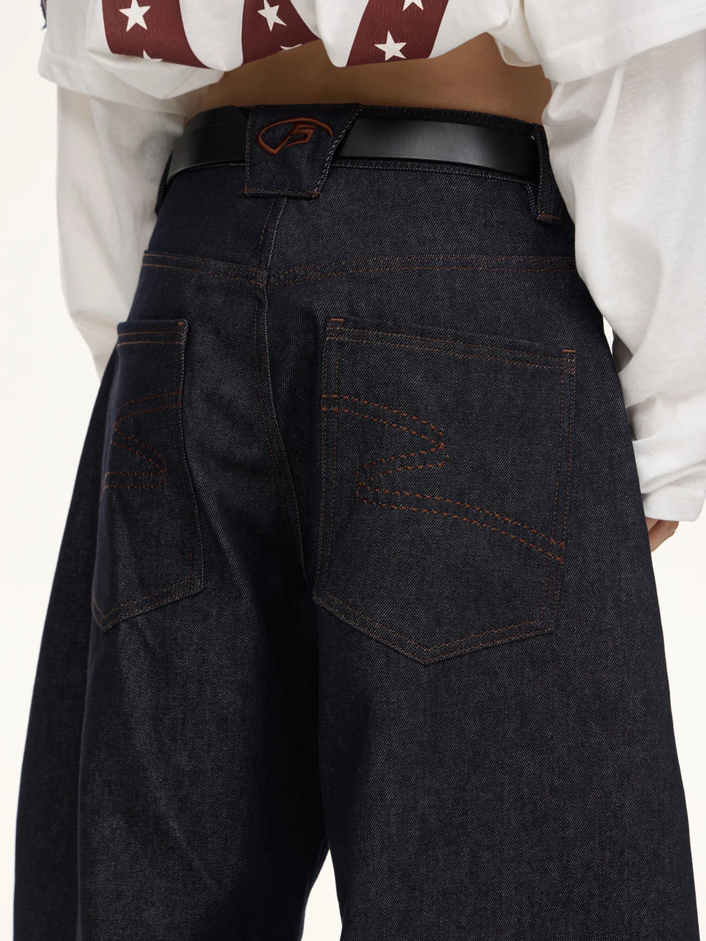 Peoplesense Dark Blue Raw Denim Jeans with Wide-leg – peoplesense