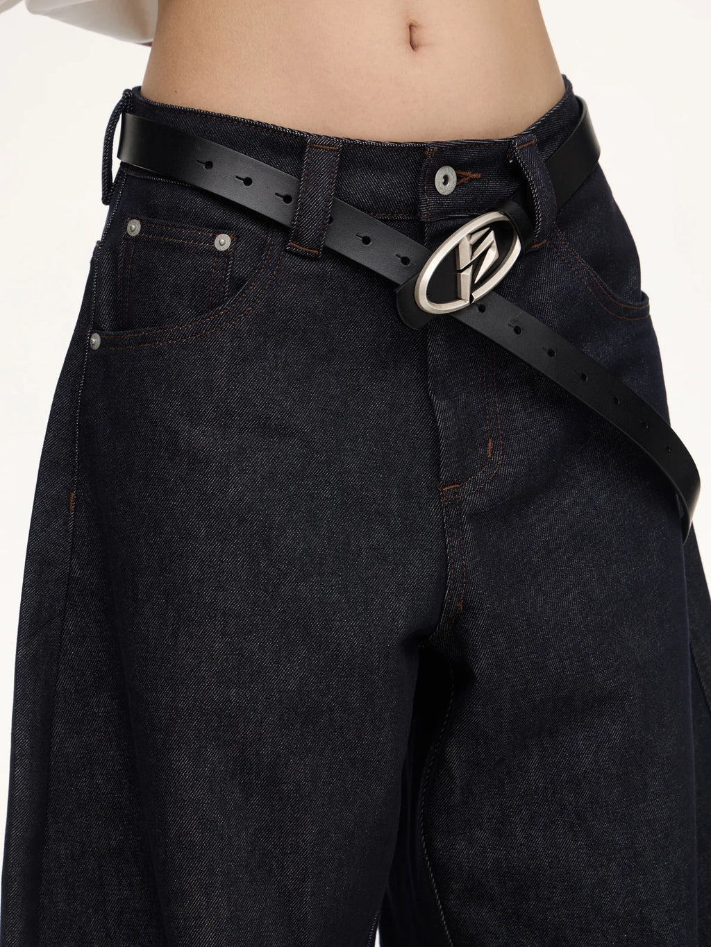 Peoplesense Dark Blue Raw Denim Jeans with Wide-leg – peoplesense