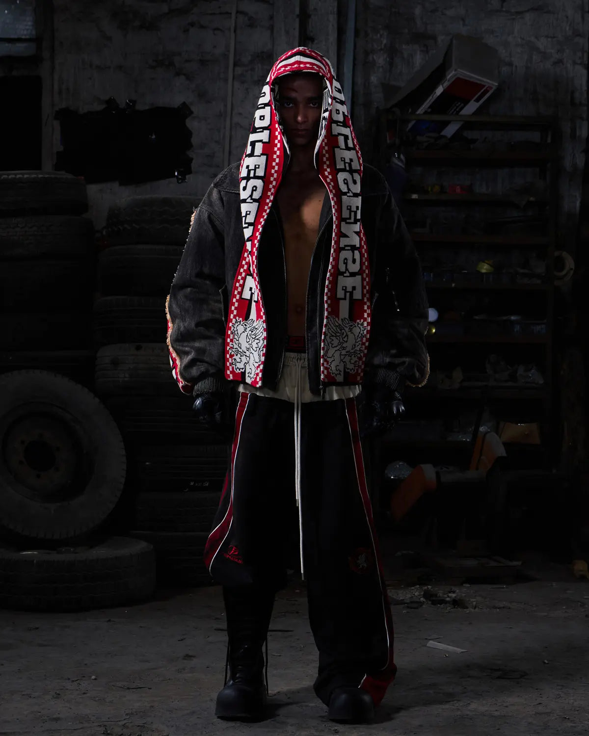 Peoplesense Racing Scarf Denim Jacket