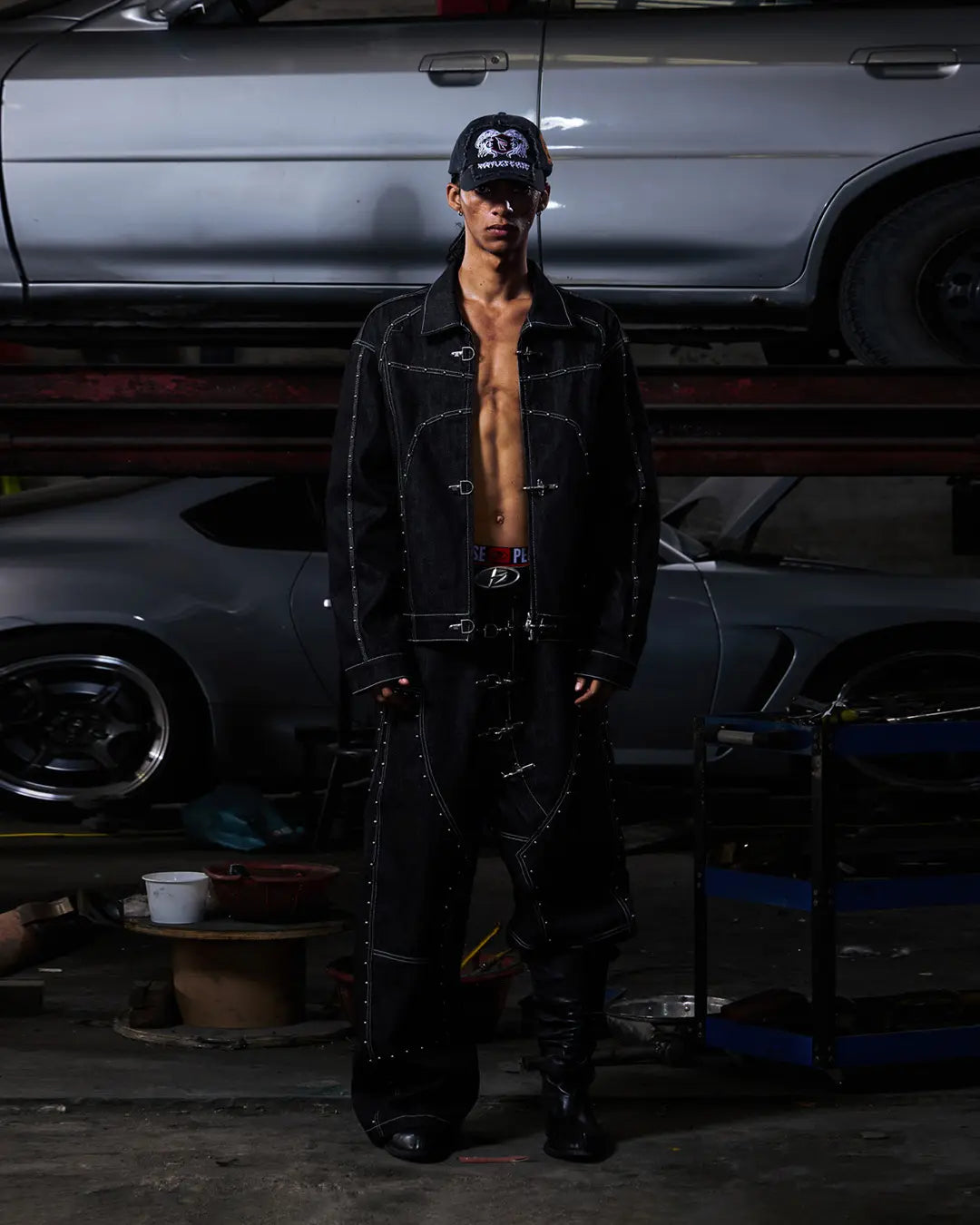 Peoplesense Angled Rivet Raw Denim Jeans