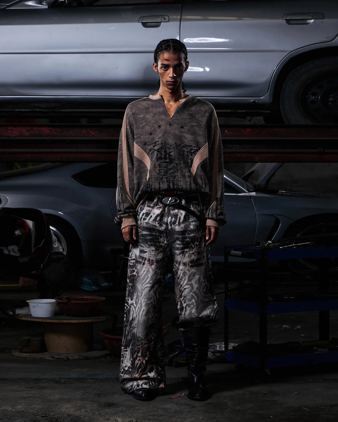 Peoplesense Washed Animal Print Straight-Leg Pants