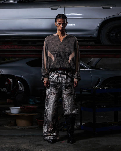 Peoplesense Washed Animal Print Straight-Leg Pants