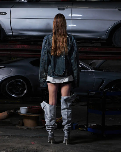 Peoplesense Racer Distressed Plaid Jacket