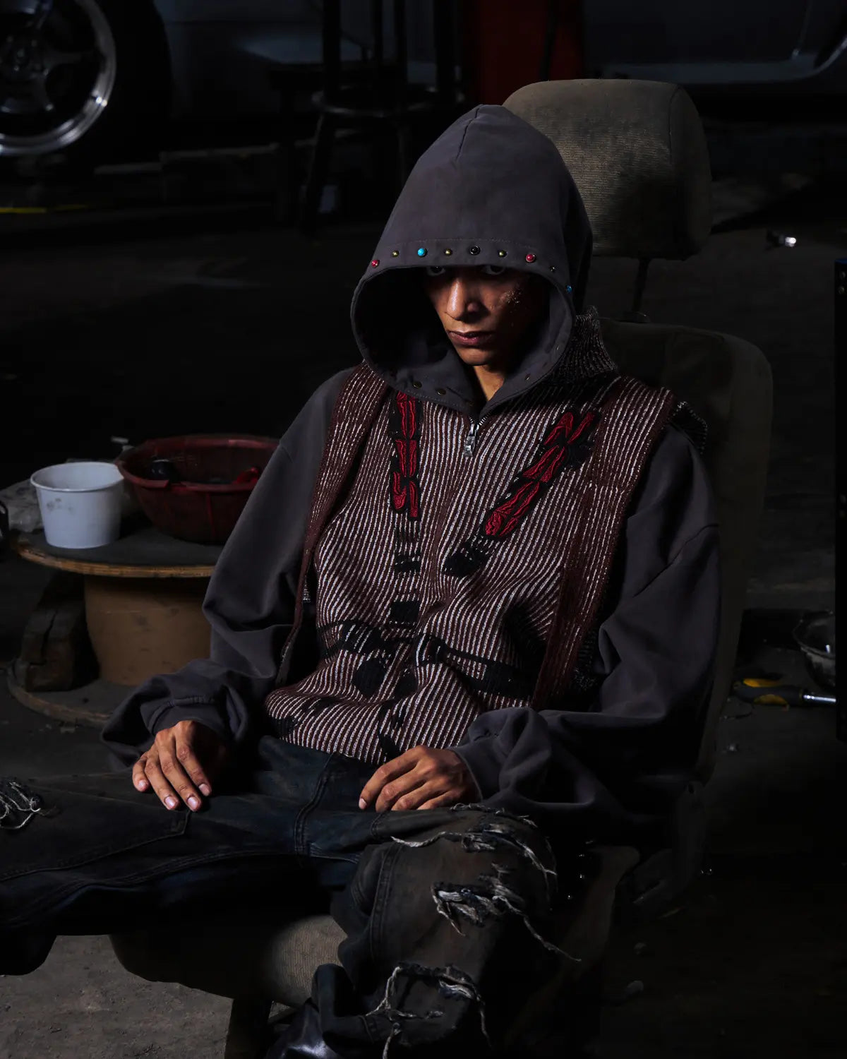 Peoplesense Vintage Washed Racing Knit Vest