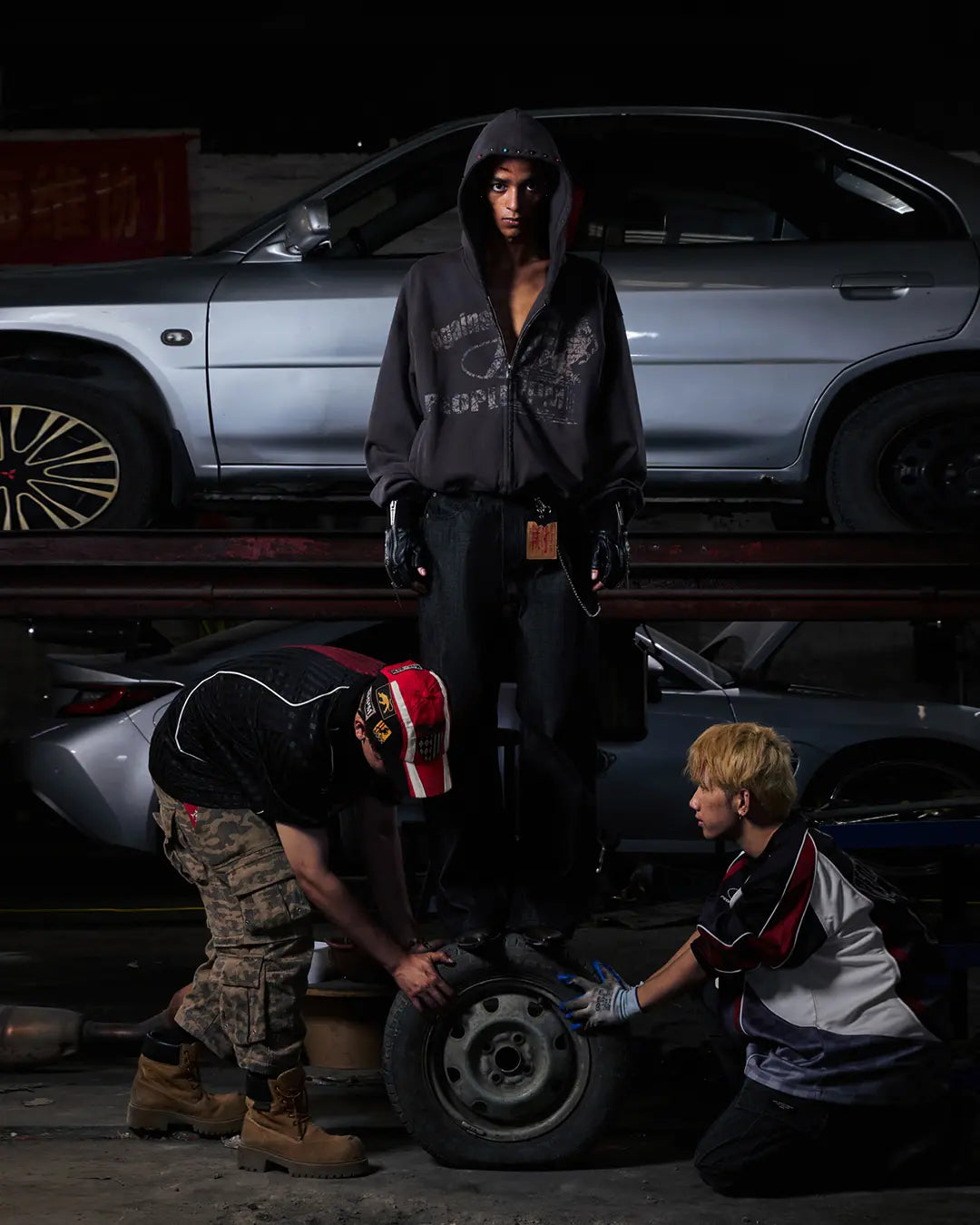 Peoplesense Asymmetric Graphic Racing Hoodie