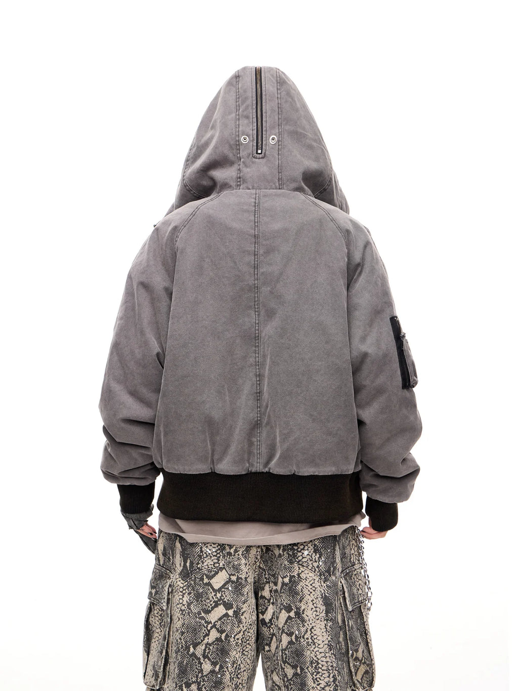 Peoplesense Hooded  Bomber Jacket Grey