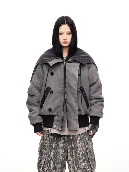 Peoplesense Hooded  Bomber Jacket Grey