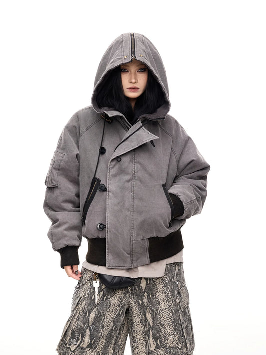 Peoplesense Hooded  Bomber Jacket Grey