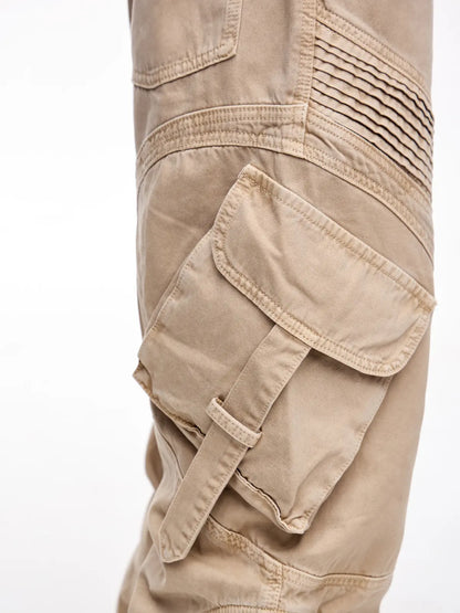 Peoplesense Pleated Straight Cargo Pants