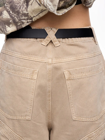 Peoplesense Pleated Straight Cargo Pants