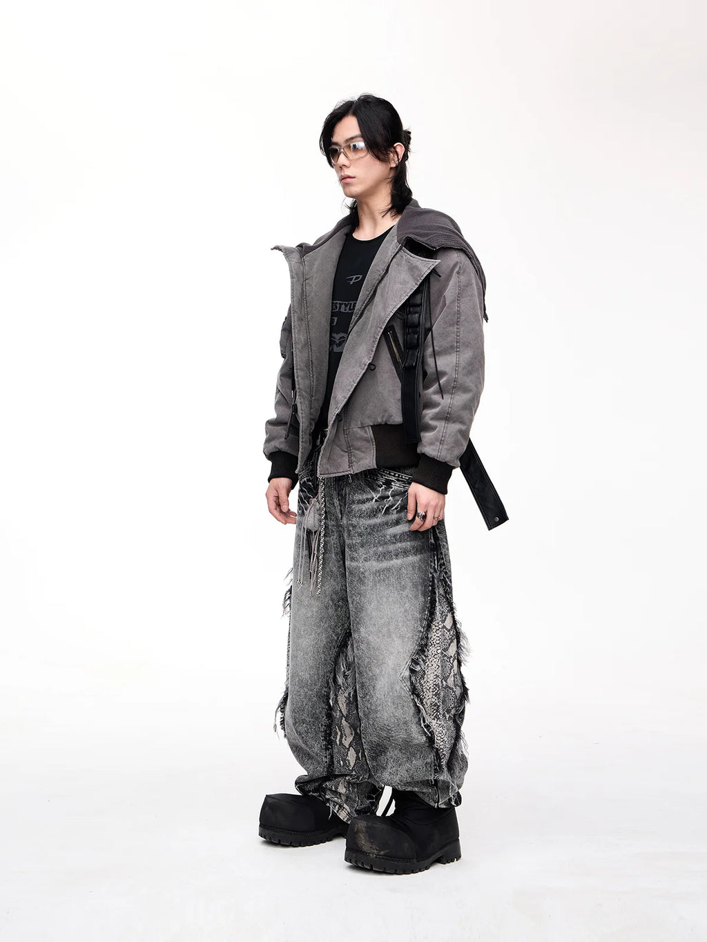 Peoplesense Hooded  Bomber Jacket Grey