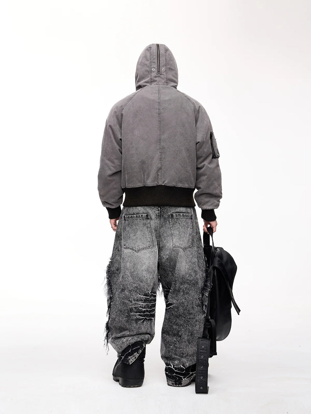 Peoplesense Hooded  Bomber Jacket Grey