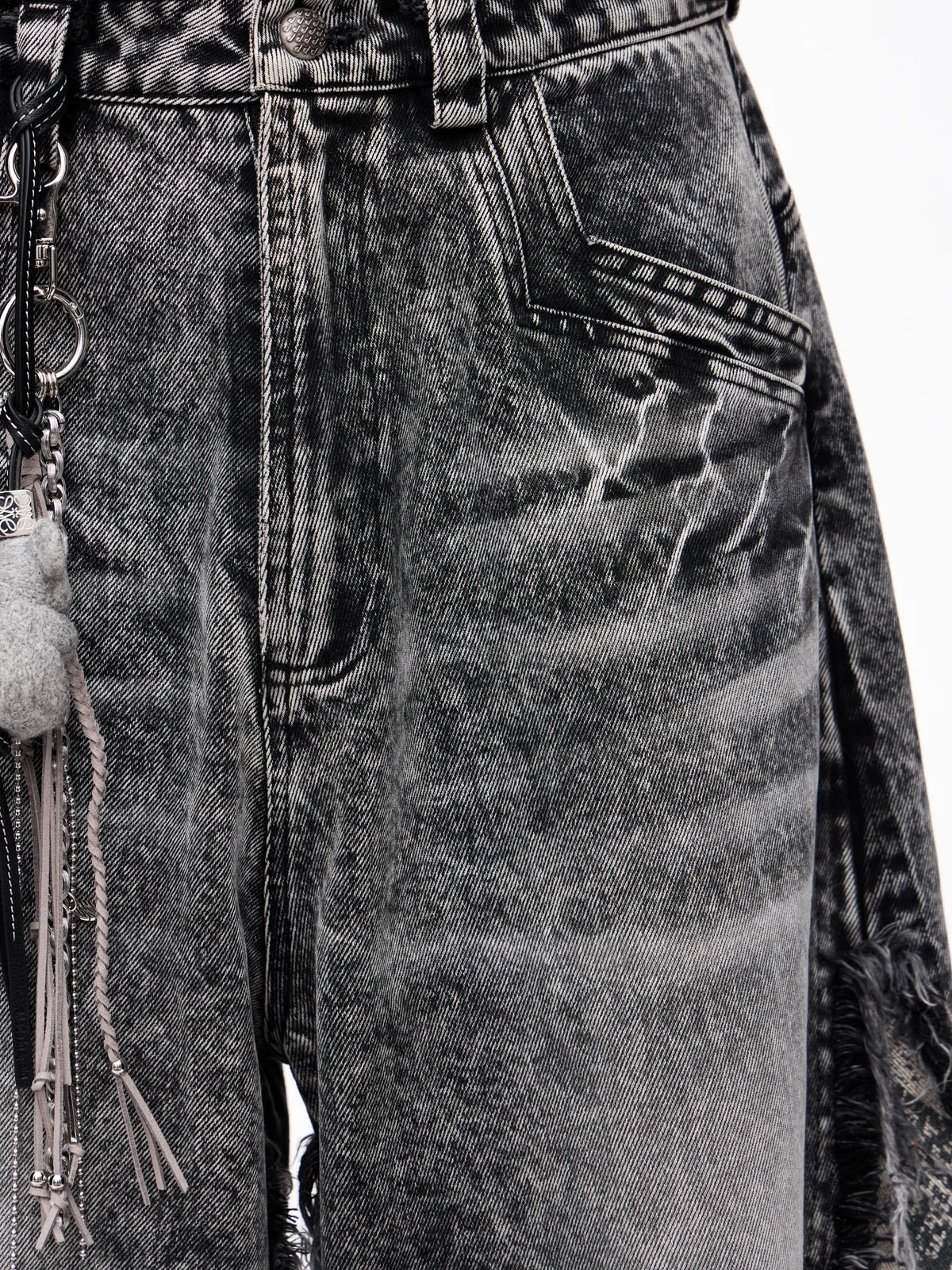 Peoplesense Raw-edge Snake Print Baggy Jeans