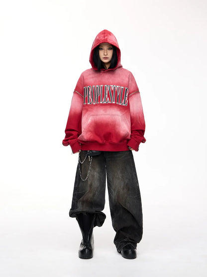 Peoplesense Detachable Embroidered Hoodie Red