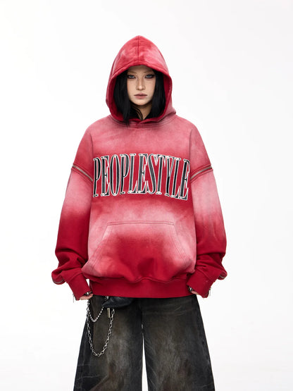 Peoplesense Detachable Embroidered Hoodie Red