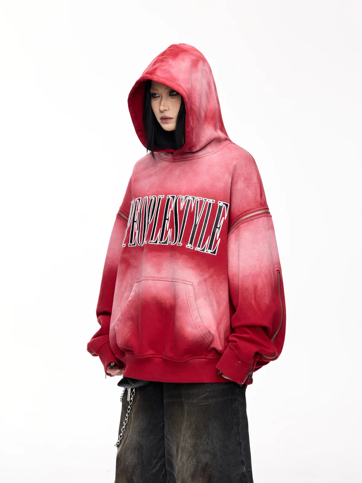 Peoplesense Detachable Embroidered Hoodie Red