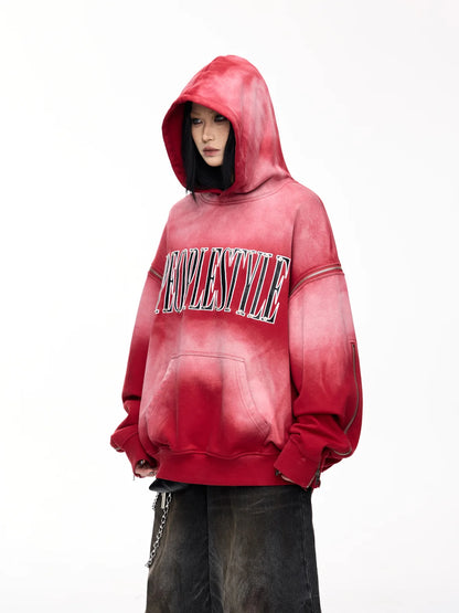 Peoplesense Detachable Embroidered Hoodie Red
