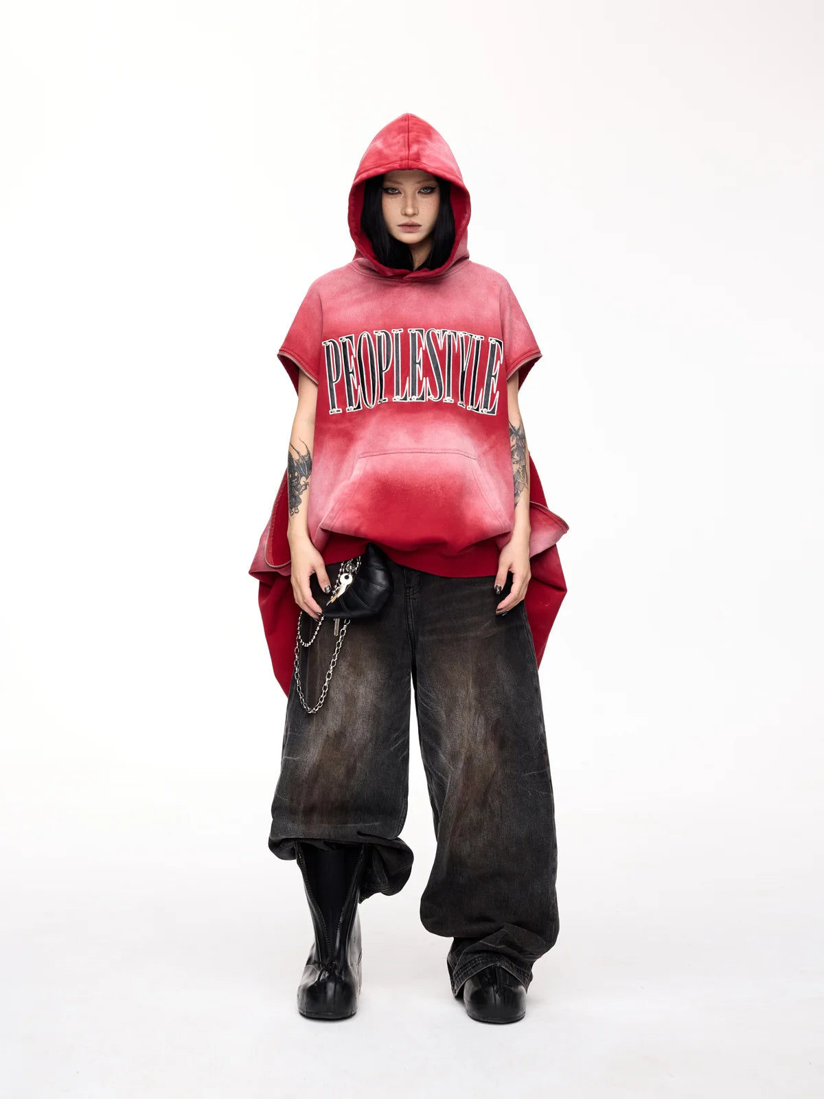 Peoplesense Detachable Embroidered Hoodie Red