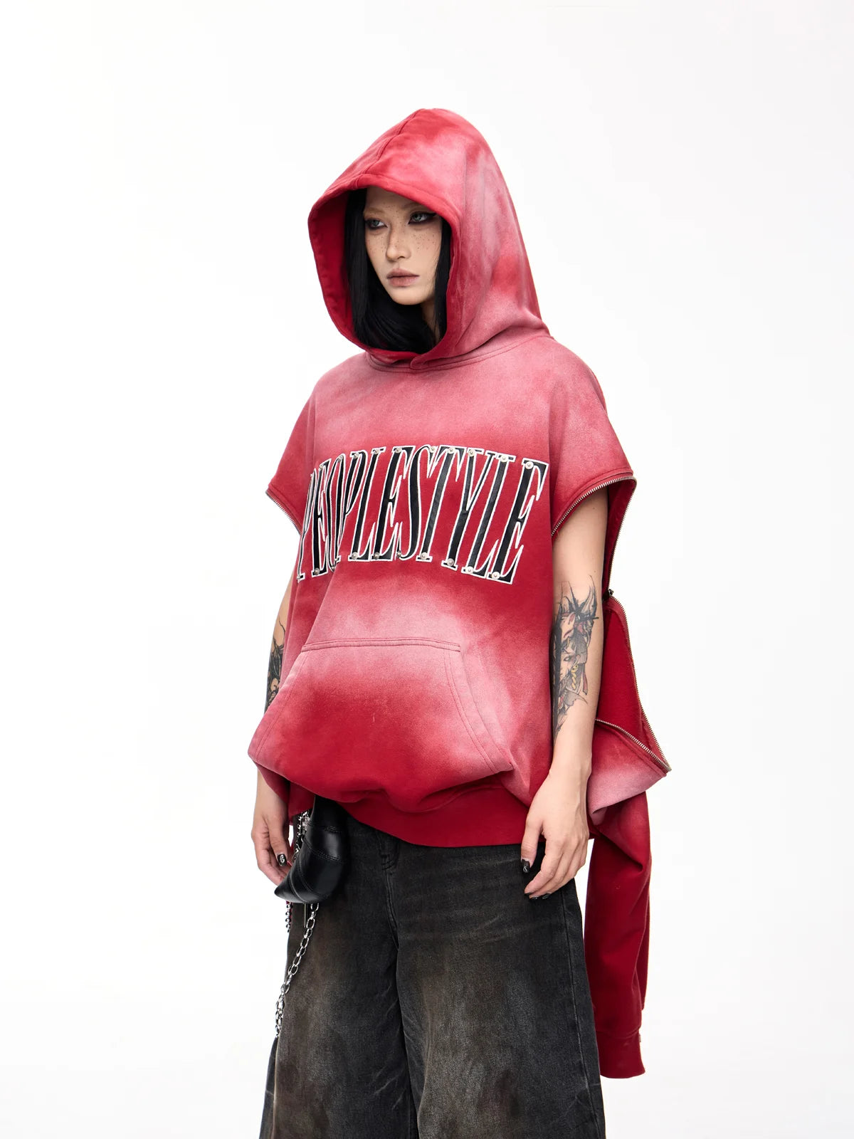 Peoplesense Detachable Embroidered Hoodie Red