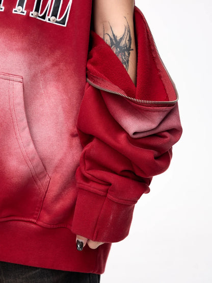 Peoplesense Detachable Embroidered Hoodie Red