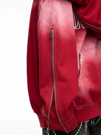 Peoplesense Detachable Embroidered Hoodie Red