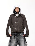 Peoplesense Cropped Hem Button Cotton Jacket
