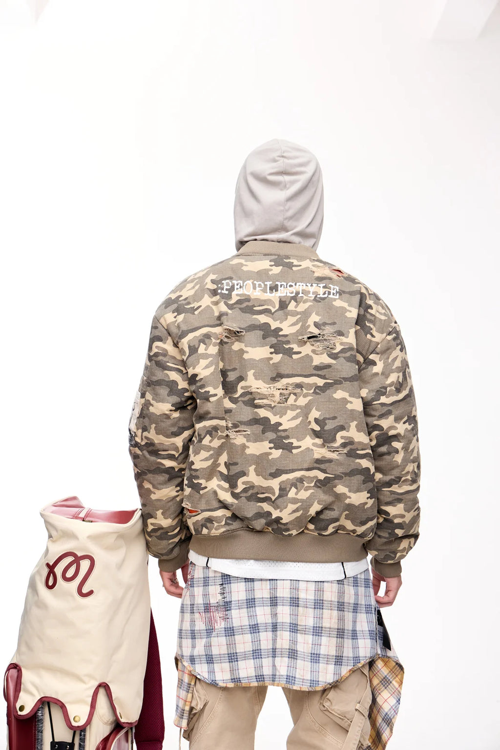 Peoplesense Camo Ripped Flight Jacket