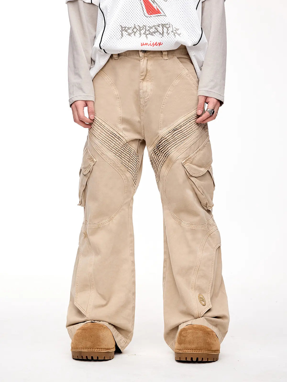 Peoplesense Pleated Straight Cargo Pants