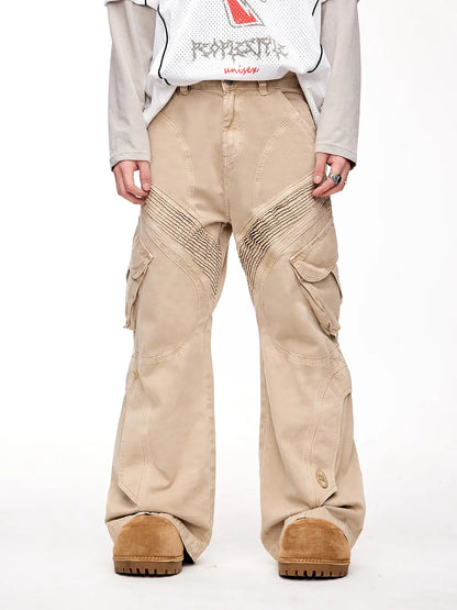 Peoplesense Pleated Straight Cargo Pants