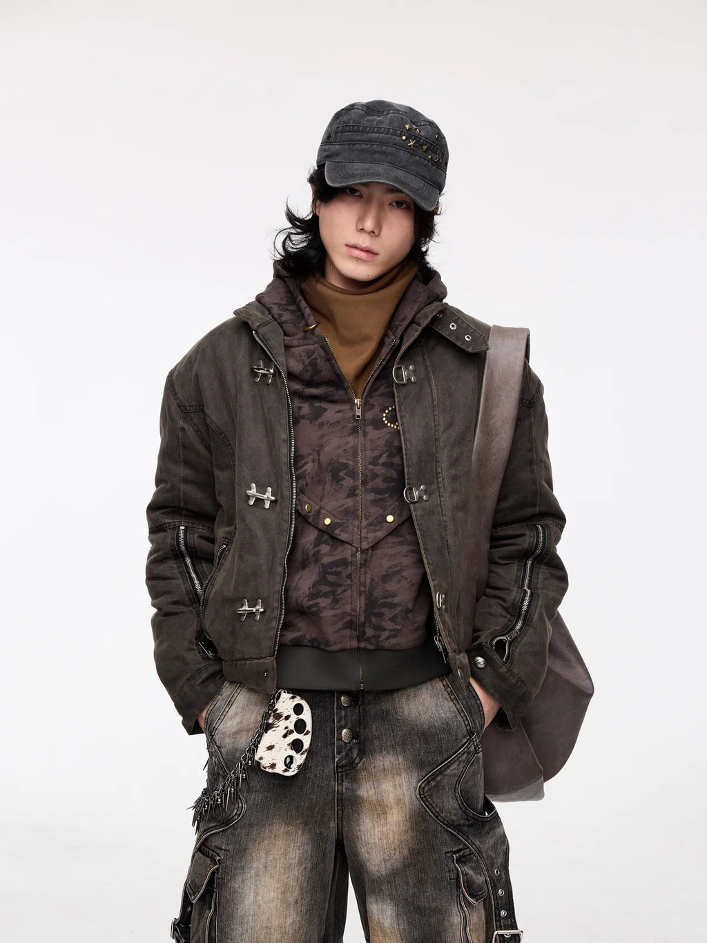 Peoplesense Cropped Hem Button Cotton Jacket