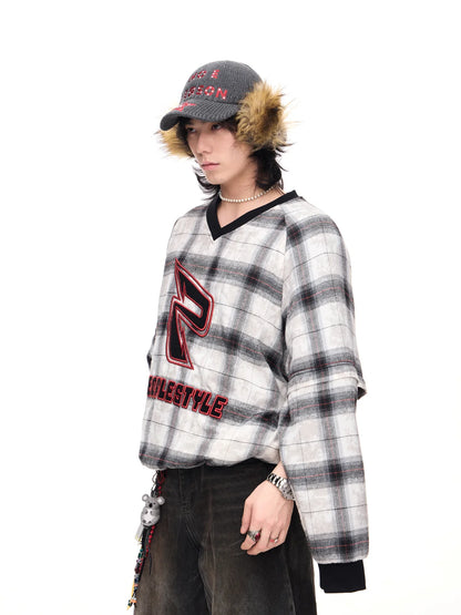 Peoplesense Detachable Checked Oversized Sweatshirt