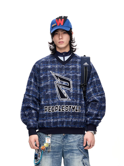 Peoplesense Detachable Checked Oversized Sweatshirt