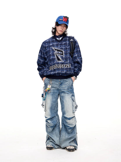 Peoplesense Detachable Checked Oversized Sweatshirt