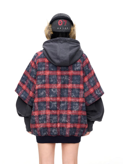 Peoplesense Detachable Checked Oversized Sweatshirt