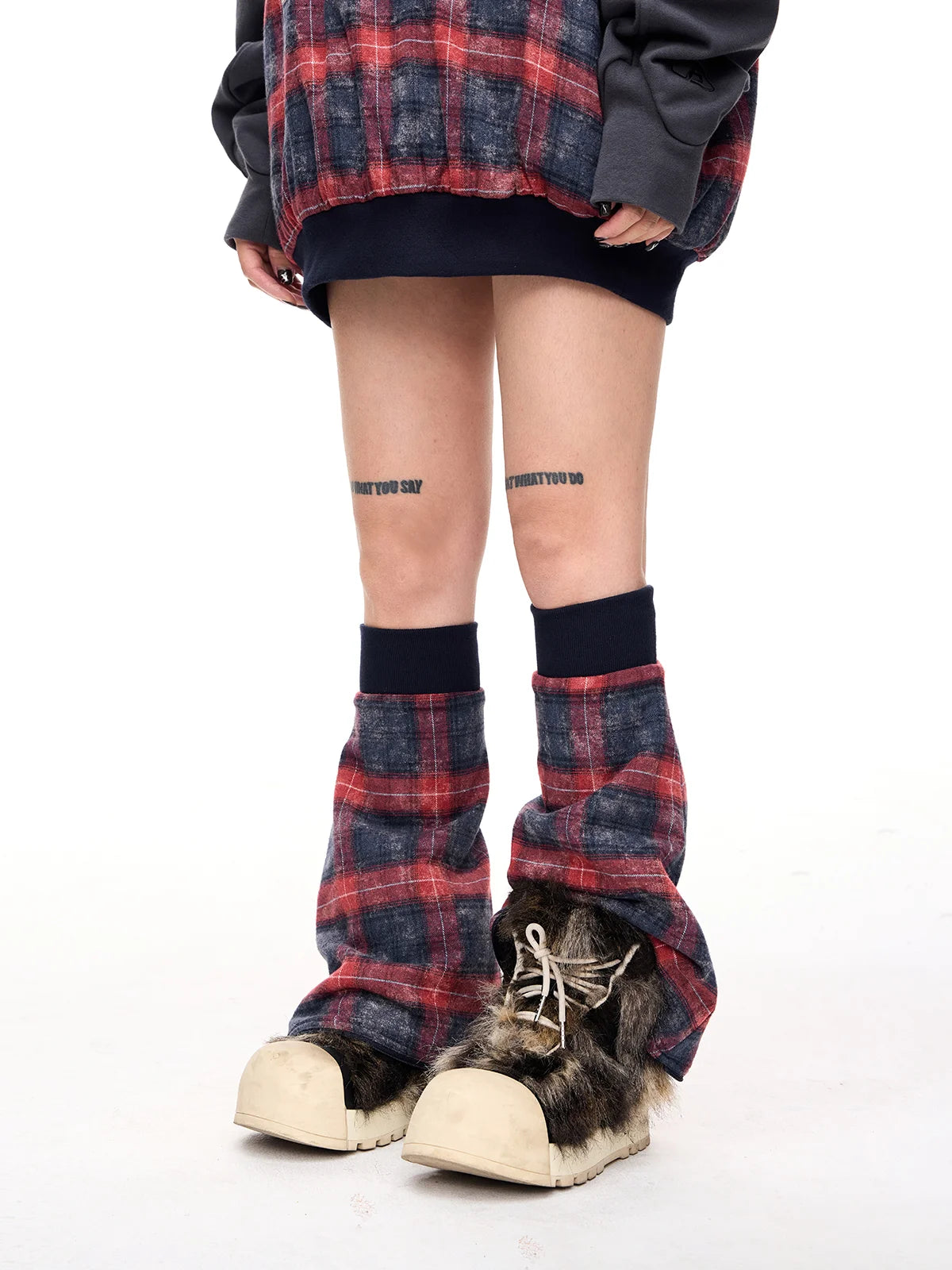 Peoplesense Detachable Checked Oversized Sweatshirt