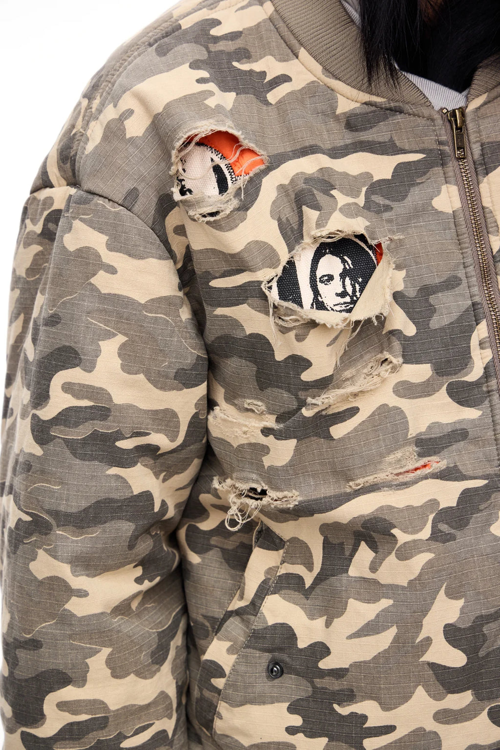 Peoplesense Camo Ripped Flight Jacket