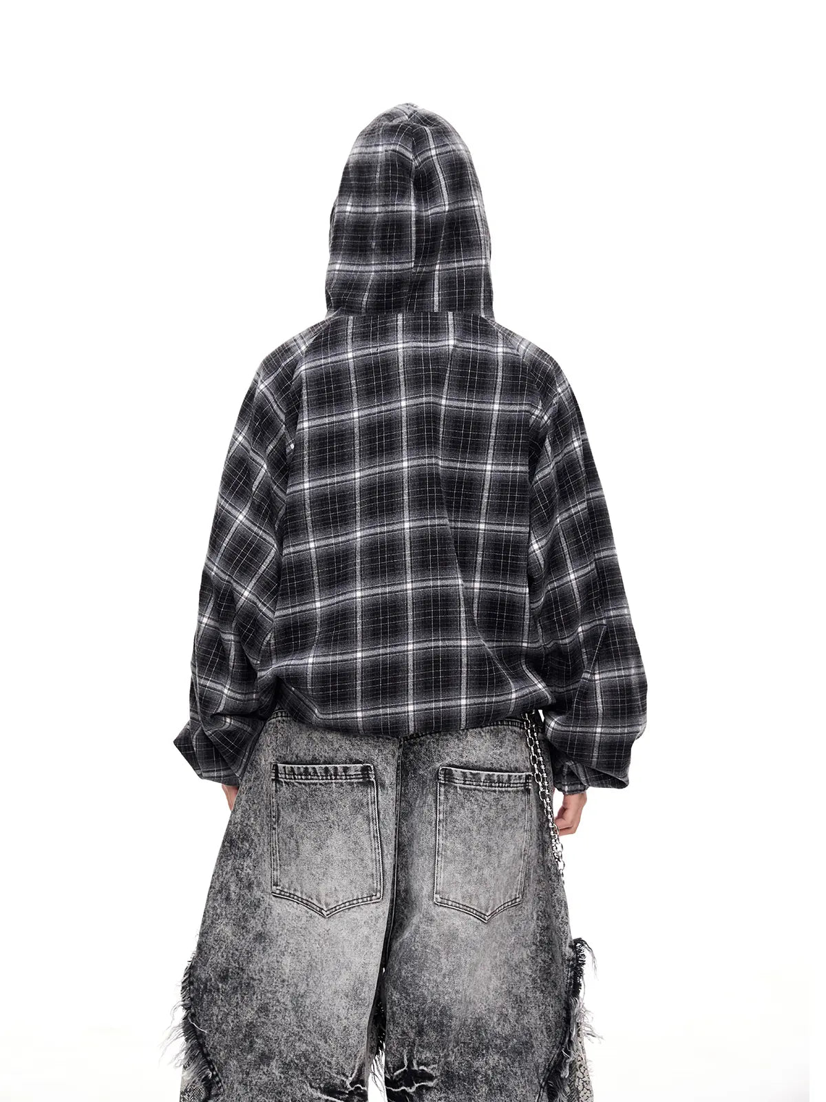 Peoplesense Checked  Drawstring Hoodie Jacket