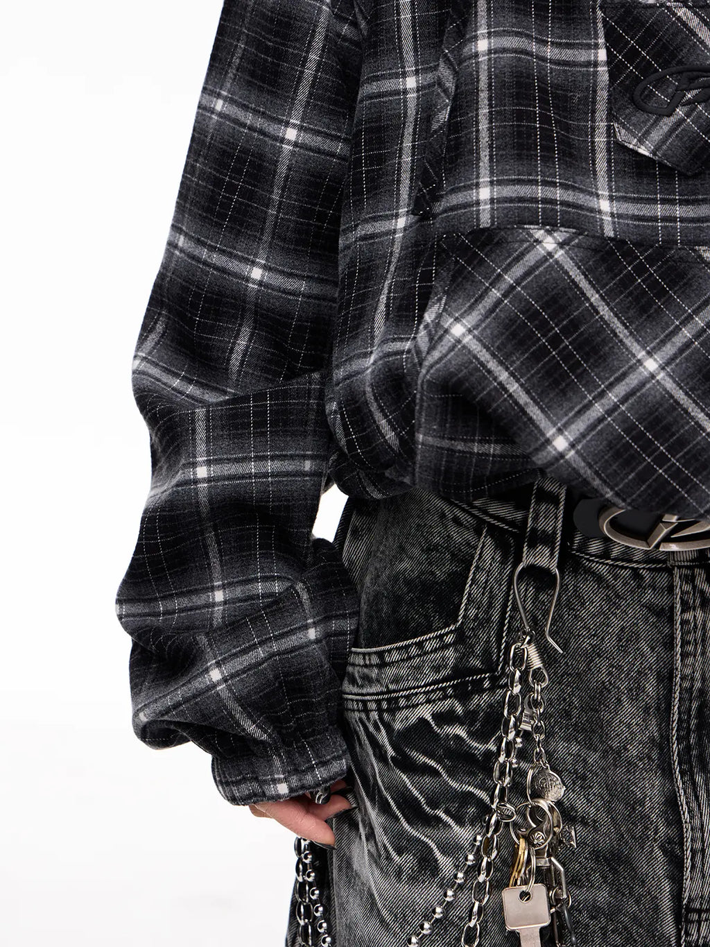 Peoplesense Checked  Drawstring Hoodie Jacket