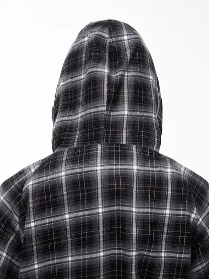 Peoplesense Checked  Drawstring Hoodie Jacket