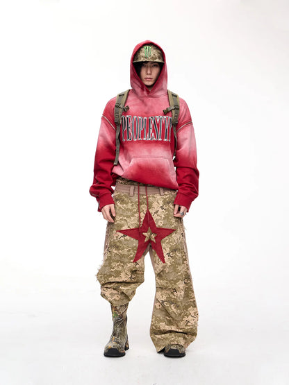 Peoplesense Detachable Embroidered Hoodie Red