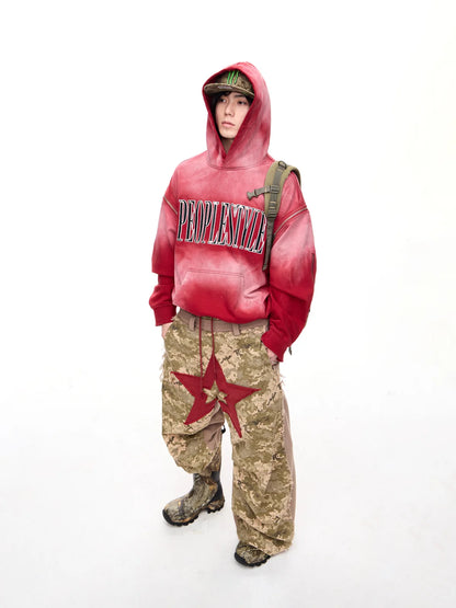 Peoplesense Detachable Embroidered Hoodie Red