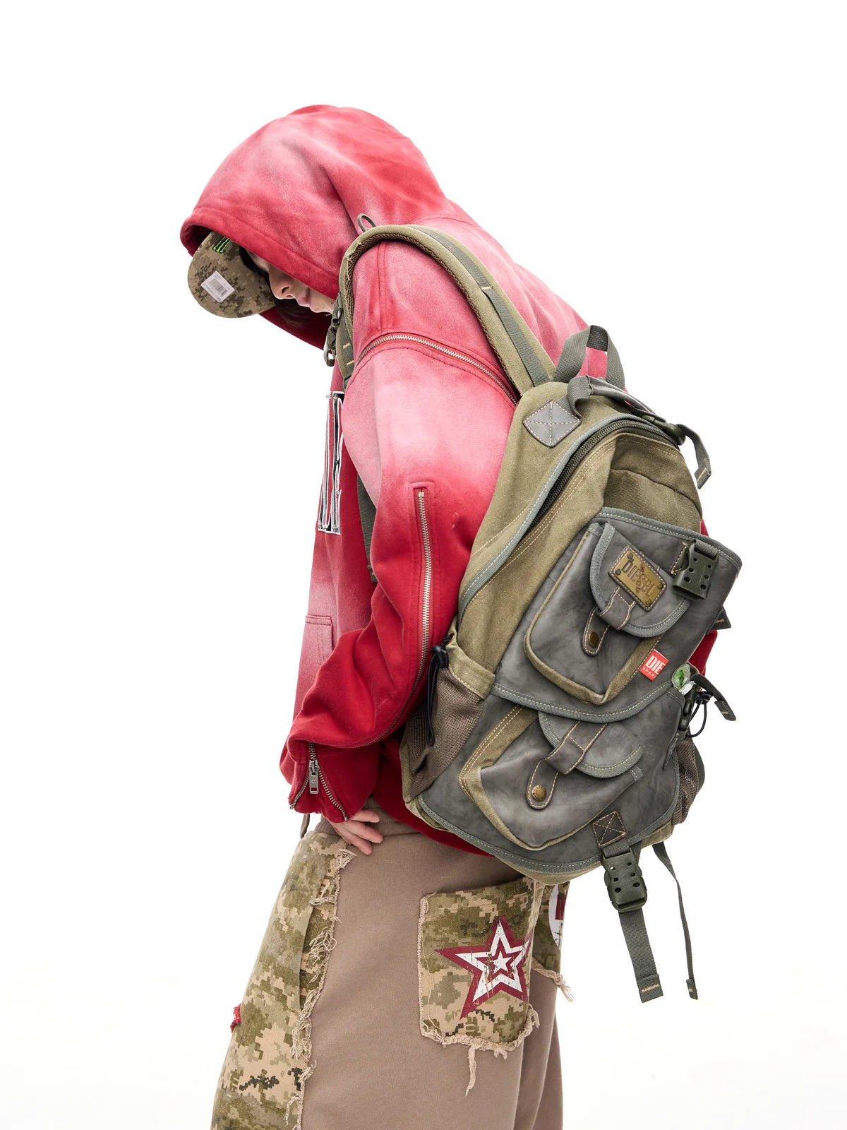 Peoplesense Detachable Embroidered Hoodie Red