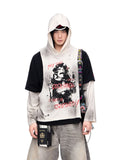 Peoplesense Dirty Dyed Fake Two Piece Hooded Shirt