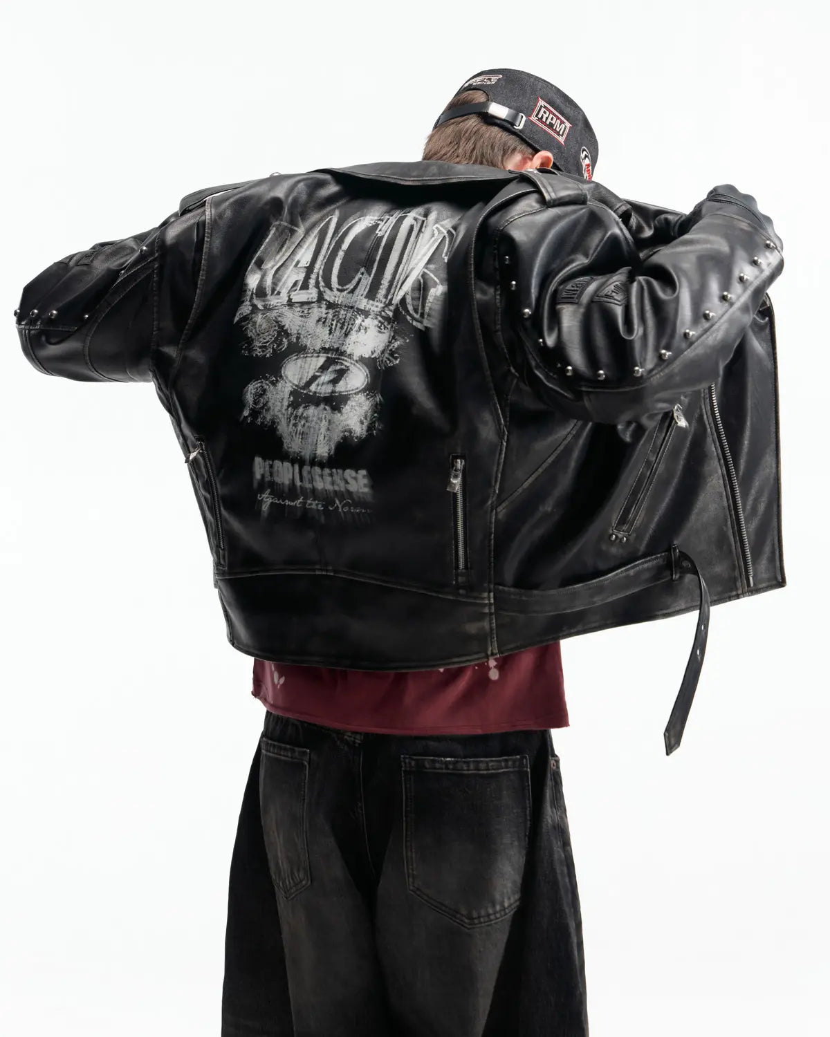 Peoplesense Vintage Rub-Off Racer Appliqué Jacket