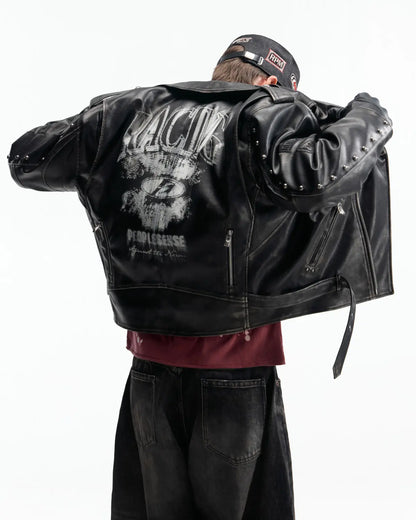 Peoplesense Vintage Rub-Off Racer Appliqué Jacket