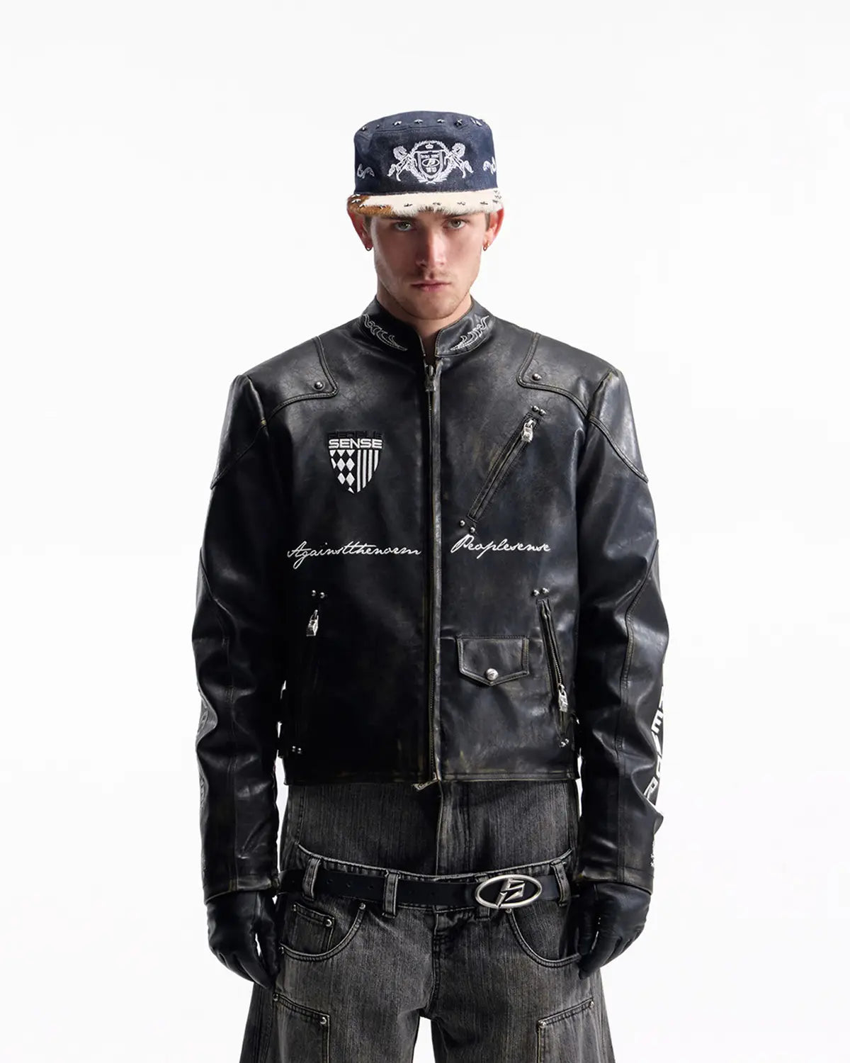 Peoplesense Vintage Rub-Off Racing Moto Jacket